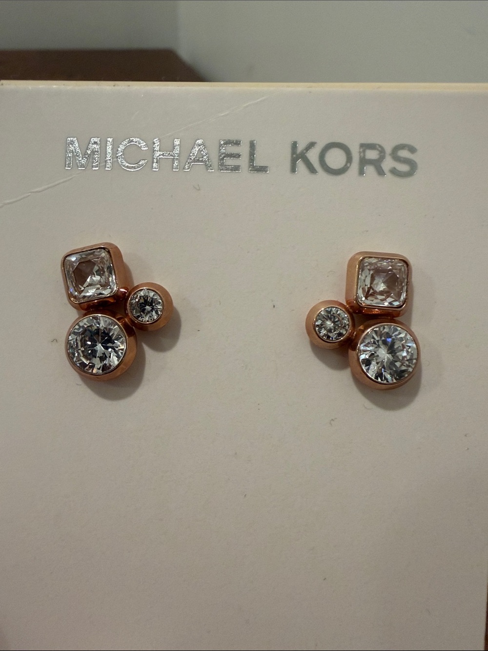 Michael Kors Rose Gold Crystal Cluster Stud Earrings